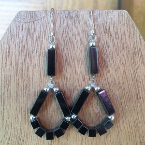 Sterling silver and hematite dangle earrings
